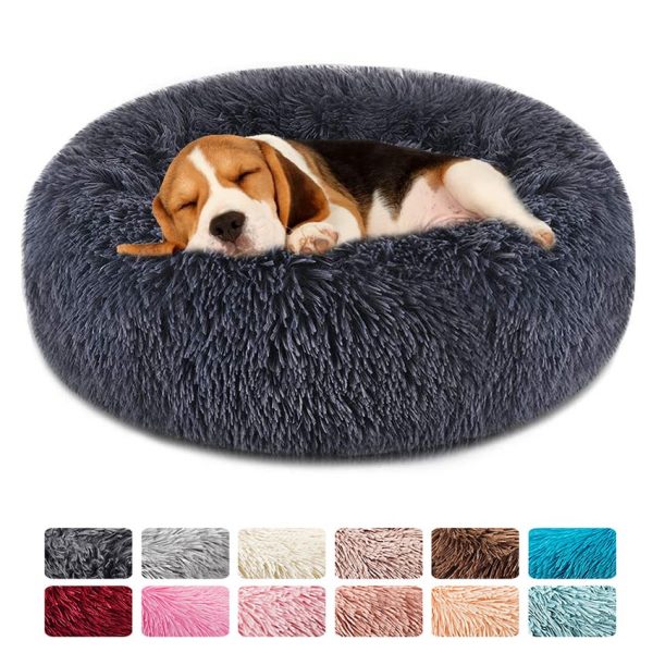 Soft Pet Dog Bed Round Washable Long Plush Dog Cushion House Cat Bed Velvet Mats Sofa Bed for Samll large Dogs Basket Pet Bed