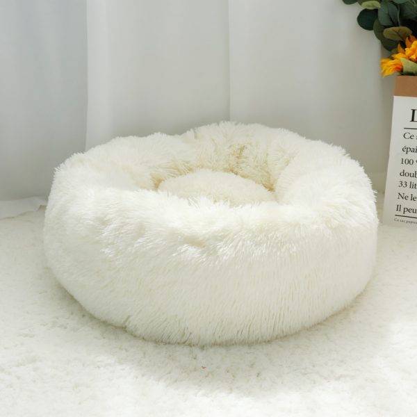 Pet Dog Bed Warm Fleece Round Dog Kennel House Long Plush Winter Pets Dog Beds For Medium Large Dogs Cats Soft Sofa Cushion Mats