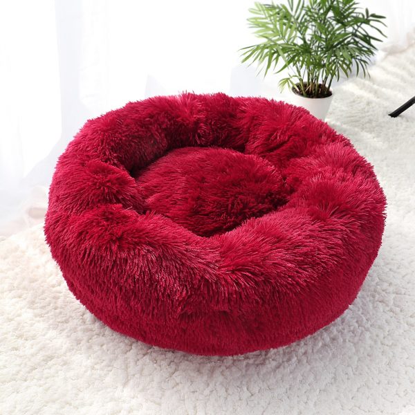 Pet Dog Bed Warm Fleece Round Dog Kennel House Long Plush Winter Pets Dog Beds For Medium Large Dogs Cats Soft Sofa Cushion Mats