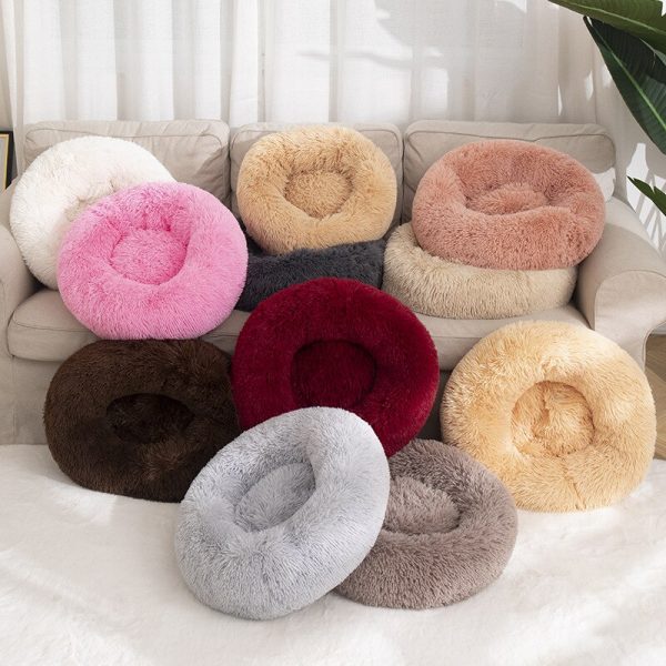 Soft Pet Dog Bed Round Washable Long Plush Dog Cushion House Cat Bed Velvet Mats Sofa Bed for Samll large Dogs Basket Pet Bed